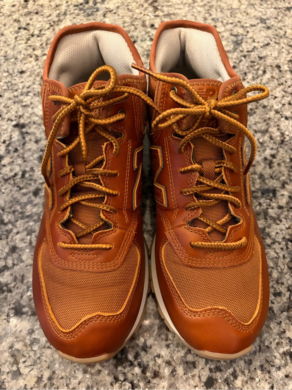 New Balance Men's Athletic Sneakers in Chestnut Brown Leather